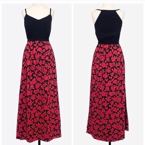 J Crew Navy/Pink Floral Maxi 0P